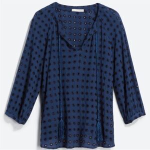 NWT Lavender Brown Cedric Eyelet top navy